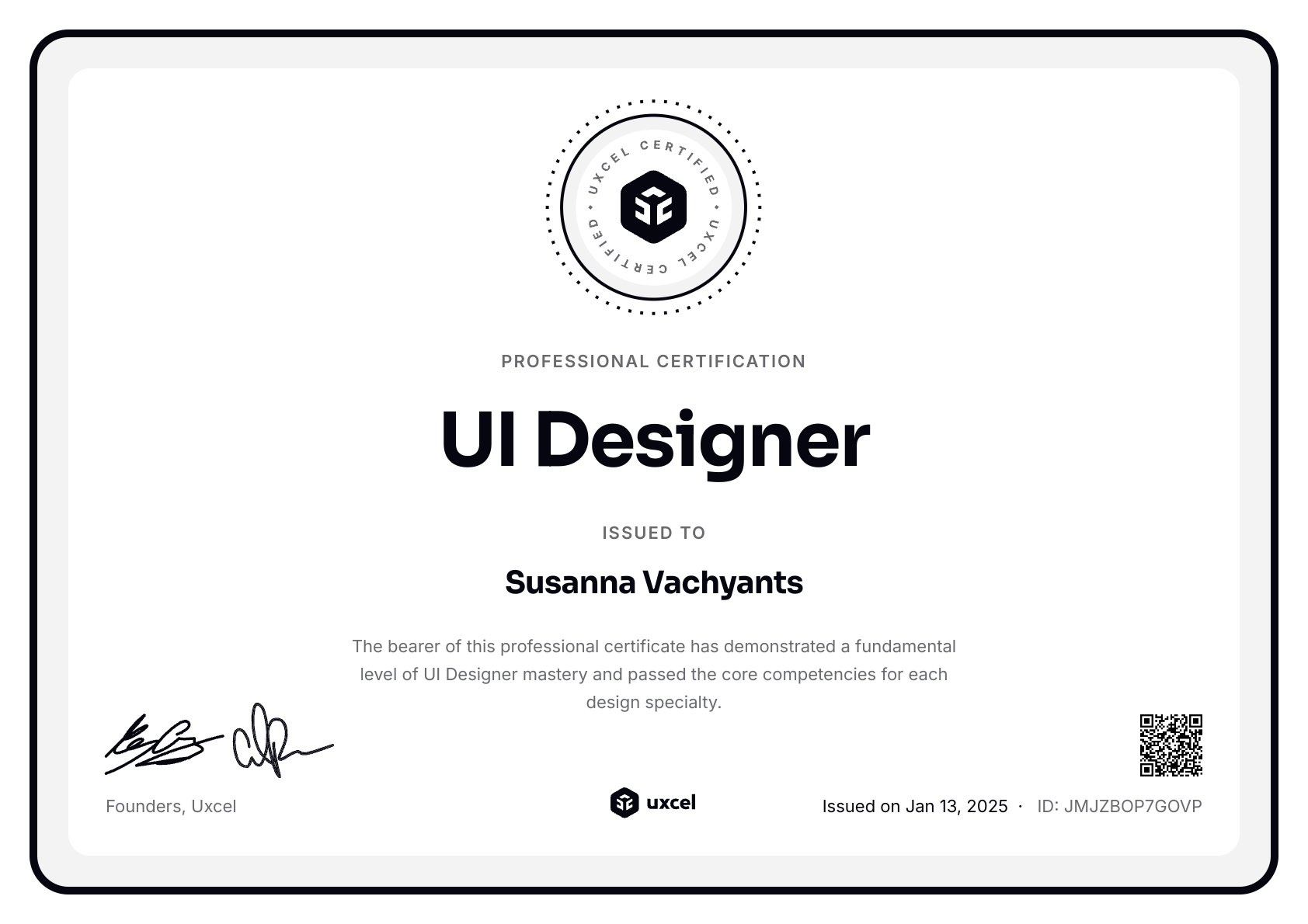 Web's certificate